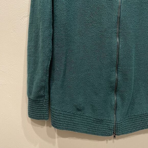 Madewell Crewneck Knit Back Zip Green Sweater - Size: Small - Picture 8 of 11